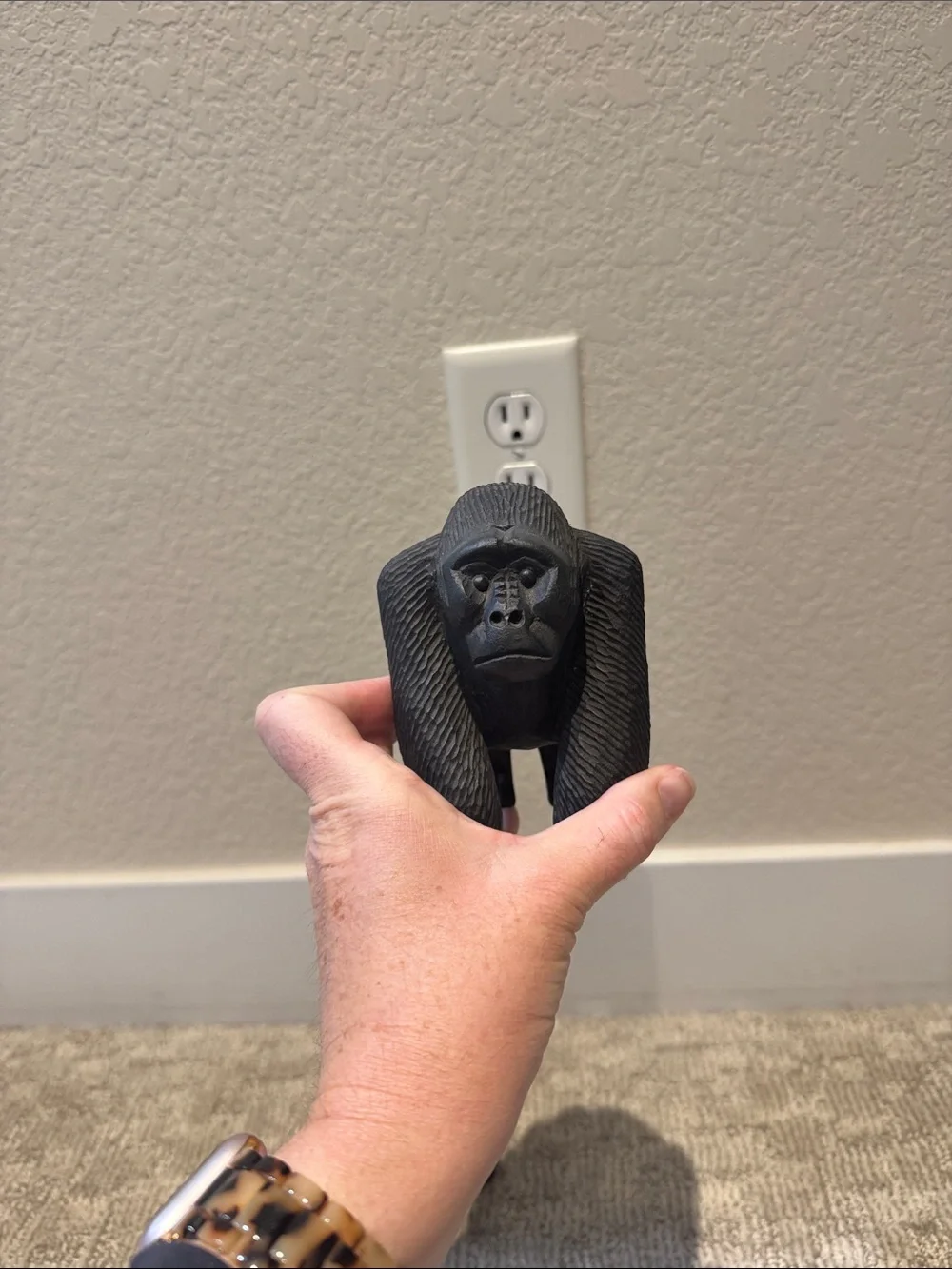 Matte Black Gorilla Sculpture Pair - Home Wall Decor Accent